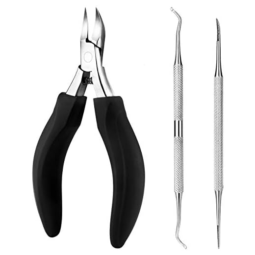 Set composto da pinza per unghie, lima per unghie e scavino per unghie, con lima per unghie e spingi-cuticole per unghie spesse e dure, onicomicosi, fungo delle unghie