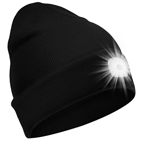 SPGOOD Berretto LED, Ricaricabile USB inverno caldo LED berretto con