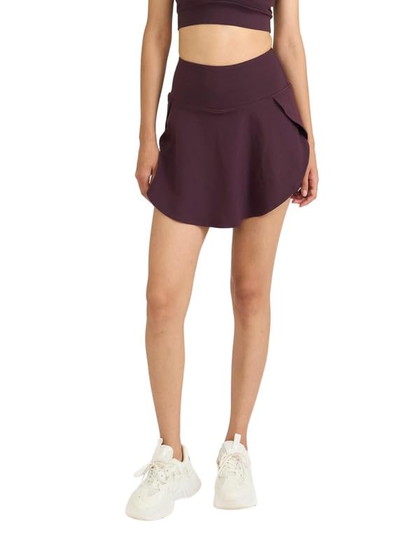 Flared Tennis Skorts with Inbuilt Shorts for Women | High Waist 4-Way Stretchable Activewear Skirts | Flared Sports Skort with Side Pockets & Side Slit | Polyester Workout Skirts for Gym-image-19