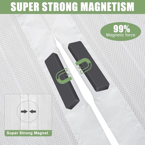 White Magnetic Screen Door, Left Right Side Opening Heavy Duty Fits Door Size 32 x 80in,Magnetic Door Curtain Close Automatically Screen Size 34x82in by MATADAKUL - Used condition - Image 5
