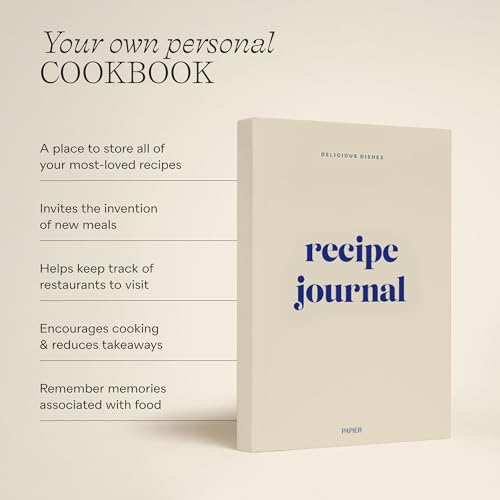 Papier Hardback Recipe Journal - Cream, 8.46\" L x 6.02\" W | Hardcover Food Recipe, Cooking & Dining Journal | Diary Preserves Family Traditions, Space for Meal Ratings, Cooking Hints & Tips - Thumbnail 3