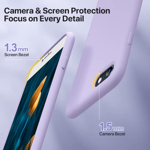 Image of Miracase Ultra Slim Designed for iPhone SE Case 2022(3rd Gen) /iPhone SE 2020 Case(2nd Gen) /iPhone 7 Case /iPhone 8 Case with Screen Protector, Multi-Color Silicone Shockproof Phone Case(Light Purple)