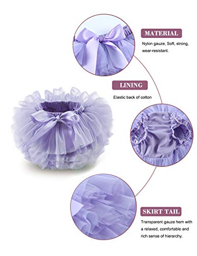 Baby Girls Tutu Bloomers Diaper Cover Cotton Tulle Bloomers and Headband Set Purple 0-3 Months
