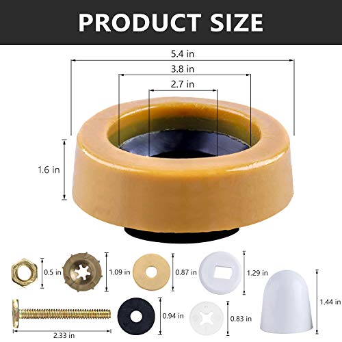 Image of Extra Thick Toilet Wax Ring Replacement Kit with Bolts & Caps, 1.6'' Thick
