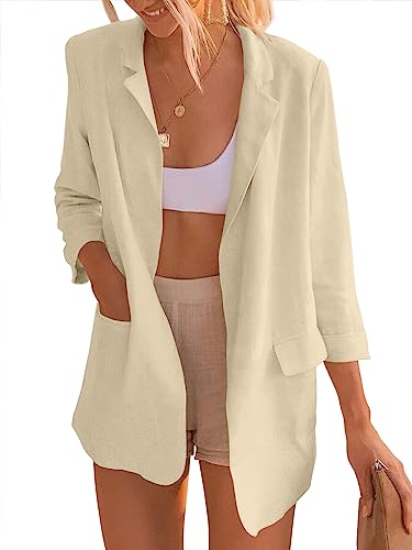 Anrabess Womens 2023 Spring Summer Casual Open Front Long Sleeve Lightweight Work Office Jackets Blazer Suit 559Xingse-S #TOP16