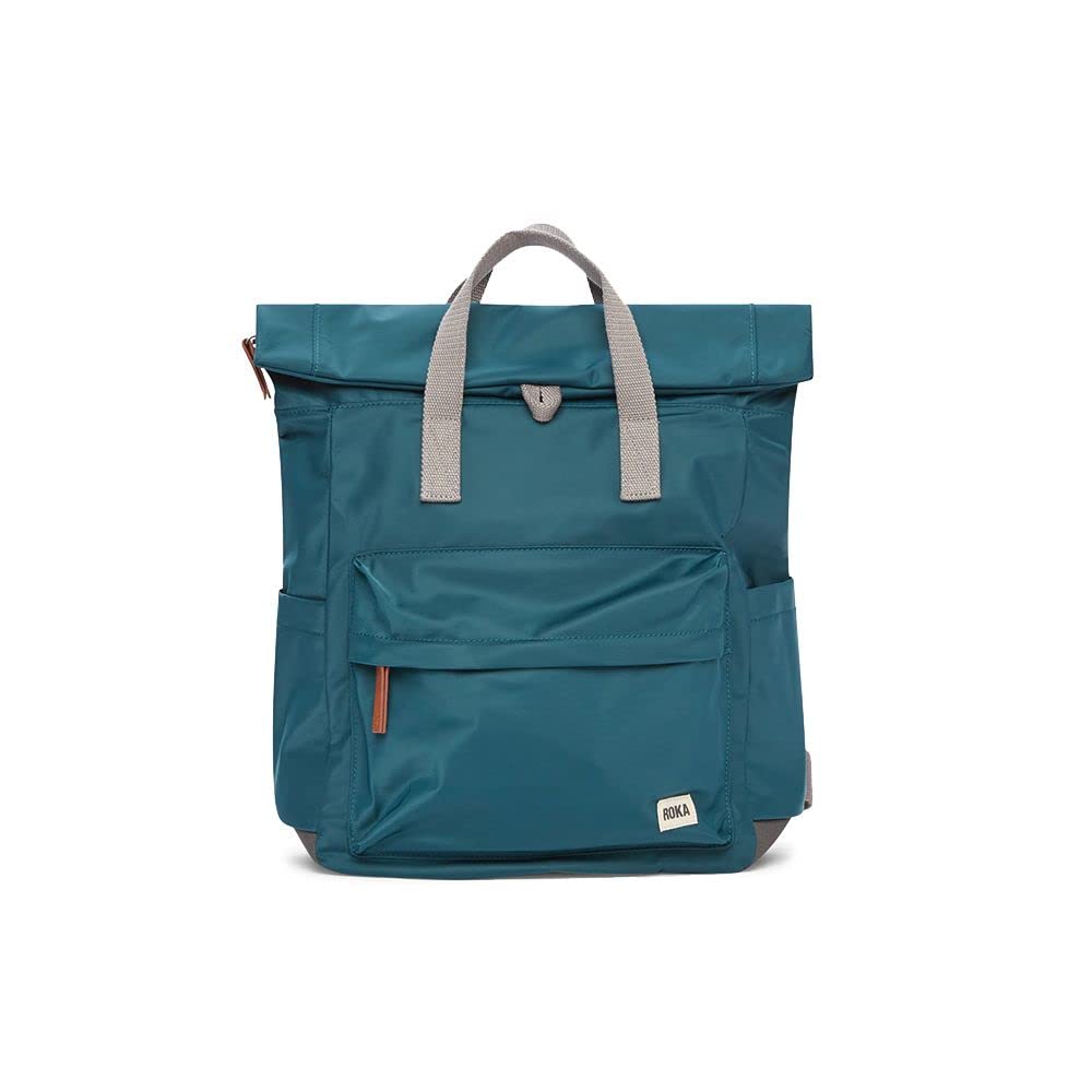 ROKA Canfield B Collection Sustainable Nylon Zip Top Travel Tote Backpack, Teal