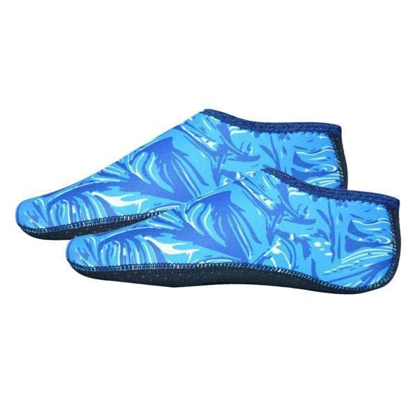 UJEAVETTE 2xSoft Water Shoes Stretchy Socks Yoga Swim Shoe Dive Sock Camo Blue M