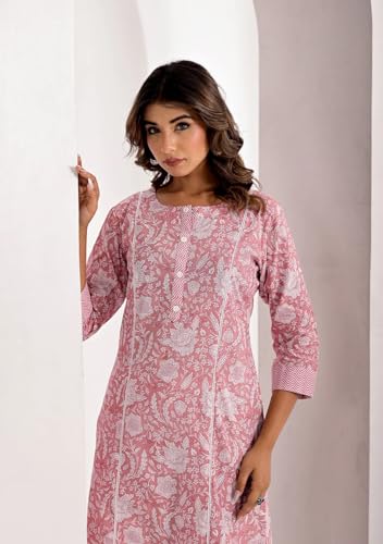 Fabnex Cotton Blend Regular Women Kurta Set (K-70-Pink-Xl_Pink