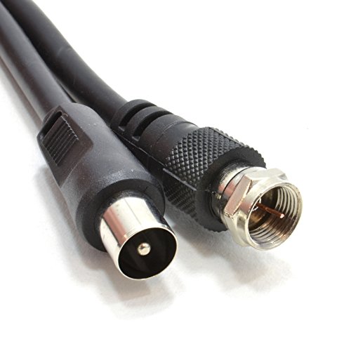 kenable Coaxial Satellite to TV Aerial Cable F type Plug to RF Fly Lead RG59 1m Black [1 metres]