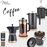 Milu Manuelle Kaffeemühle Handkaffeemühle mit Keramik Mahlwerk I 6 Stufen Mahlgradeinstellung I Espressomühle I – mit Löffel & Bürste (Schwarz) – Ansicht 6