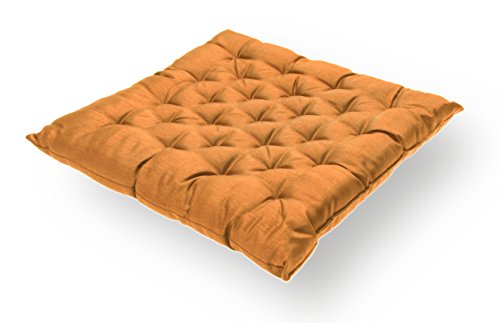 Haus und Deko Sitzkissen 40x40x5 cm orange Stuhlkissen Kissen Auflage Wildseide Optik Stuhlkissen Bodenkissen