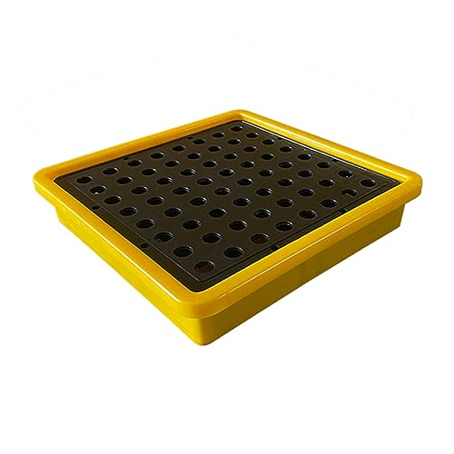 Palette de déversement pour fûts, finis les sols glissants avec ce plateau anti-fuite jaune