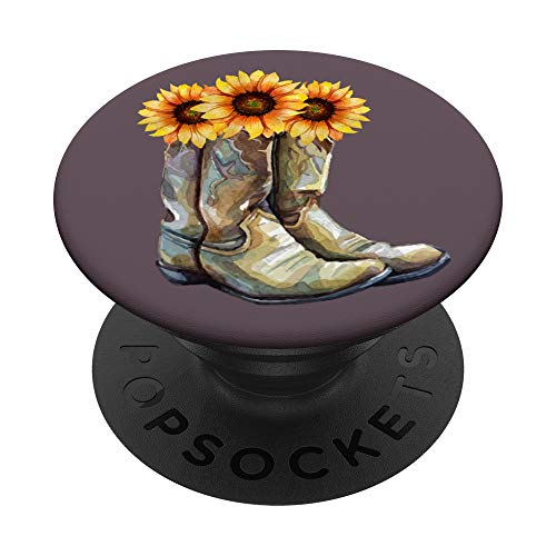 Cowgirl Boots Sunflowers Watercolor Western Art PopSockets PopGrip: Swappable Grip for Phones & Tablets