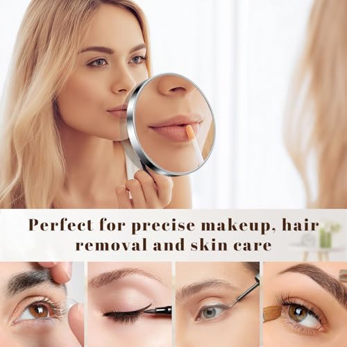 VelvetGlow Espejo Aumento 30x con Ventosa Y Pinzas, Espejo Cosmético De Alta Precisión para Maquillaje Y Depilación De Cejas - imagen 5