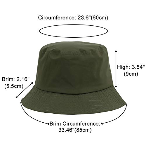 Docila Mens Plain Waterproof Rain Bucket Hat Women Fall Winter Packable Short Brim Quick Drying Sun Hat Outdoor Windproof Travel Fisherman Cap With Cord Deep Armygreen #TOP1