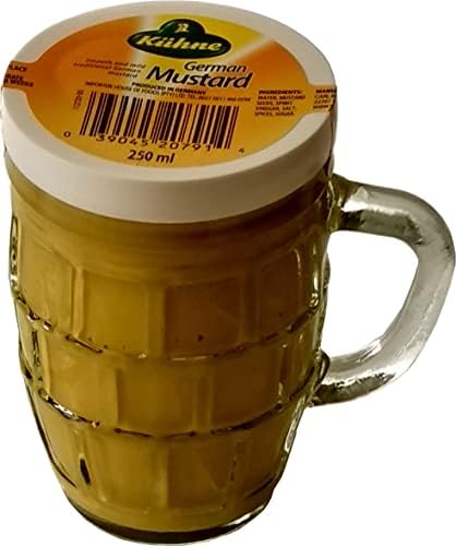 Kuhne Traditional Smooth & Mild German Mustard in Beer Mug Glass Jar 250 ml x 1