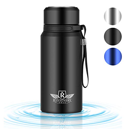 RANSENERS Vacuum Insulated Bottle, ‘widerBottle’, Stainless Steel Water Bottle, 24 oz, 100% Leakproof