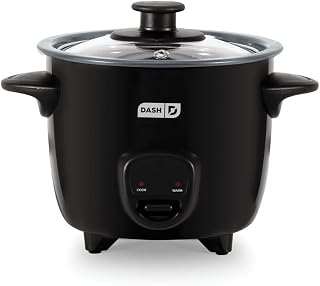 Dash Mini Ceramic Rice Cooker 2 Cup Single Serve Nonstick Pot Keep Warm Black Compact Portable