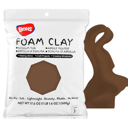 BOHS Brown Modeling Foam Clay - 1.1 Lbs Squishy Soft Air Dry -for Flower Mirror Cosplay Fake Bake Slime Supplies-500g
