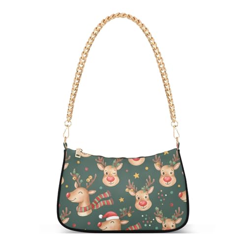 Sac à main renne aquarelle de Noël vert foncé pour ranger vos affaires