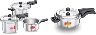 Prestige Svachh Aluminium 2+3+5 Litre Combo cooker with Induction Base + Prestige Svachh Deluxe Alpha 3.0 Litre Stainless Price In India