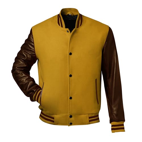 Image of Red And Black Letterman Jacket Men - Mens Black Varsity Letterman High School Baseball Bomber Jacket