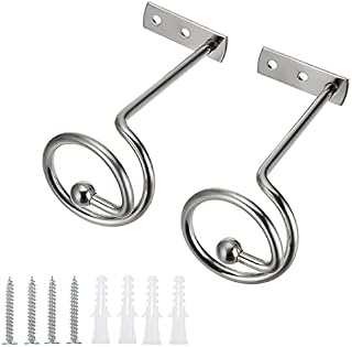 BTSKY 2 Pack Metal Curtain Tieback Hooks - Spiral Design Decorative Curtain Holdback Curtain Holder Drapery Tiebacks Accessories, Silver
