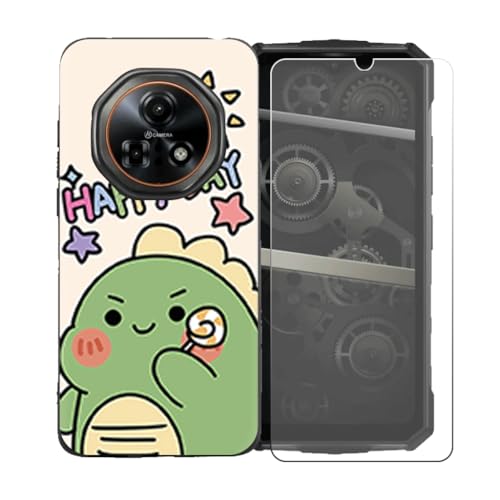 CongJiaLingXi�P�[�X�K�p �� Doogee Fire 7 Pro (6.56") �K�p �� �d�����ꂽ�K���X�X�N���[���v���e�N�^�[�A�_�炩���V���R�[���V�F���o���p�[�h�Ռ�TPU�ی�J�o�[�������,LLM49