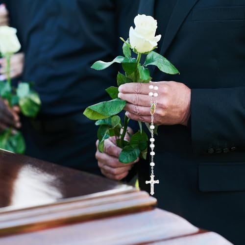 12/20/30 PCS 14 inch Lady of Guadalupe Bead Rosaries Wooden Rosary with Crucifix Necklace, Favors Catholic Gift Rosaries with Organza Bag for Baptism, for Men Women4