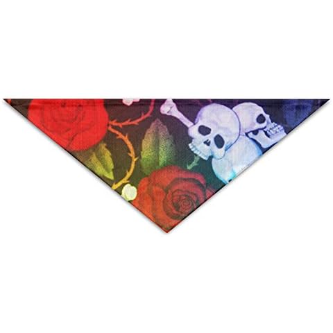 Rose Flower Skull Fashion Cute Pet Accessories Dog Cat Puppies Adjustable Bandana Scarf Slide On Collar Triangle Neckerchief Cover