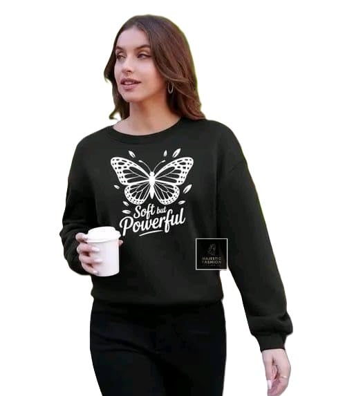 Casual Women Sweatshirt Lightweight Fabric Relaxed Fit Comfortable Design Ideal for Daily Use Black M-image-12