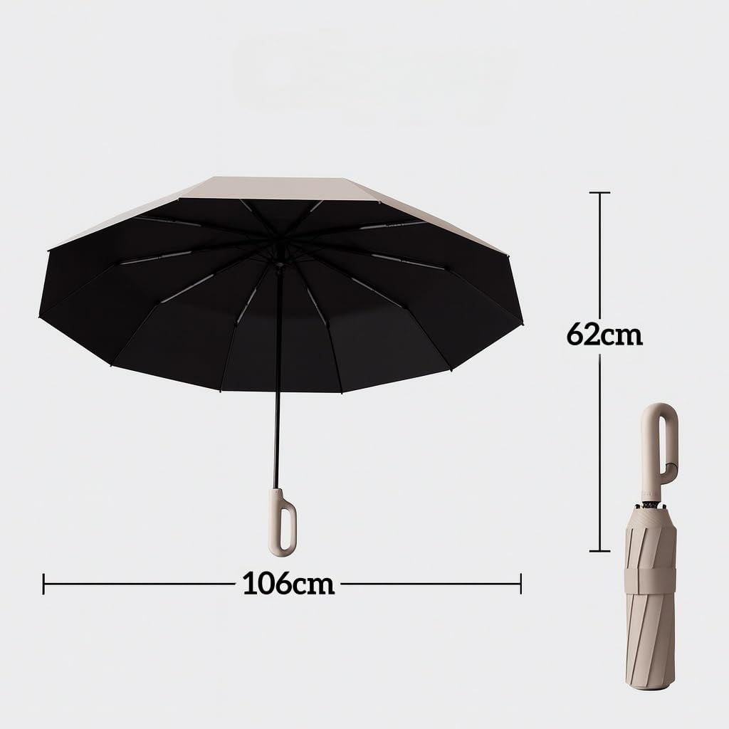 clippy paraguas automático reforzado 10 varillas fibra de vidrio acero resistente al viento impermeable plegable portátil viaje protección UV UPF50+ apertura cierre automático