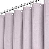 BTTN Duschvorhang Stoff 180x180 cm, Leinen-Textur, Anti-Schimmel, wasserdichter Textil-Duschvorhang mit 12 Plastikhaken, gewichtete Polyester-Duschvorhänge für Badezimmer, Lavendel/Helllila