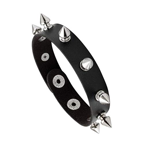 Manfnee Leather Spike Rivet Bracelet Choker Punk Gothic Metal Studded Cuff Bangle Black Wristband #TOP2