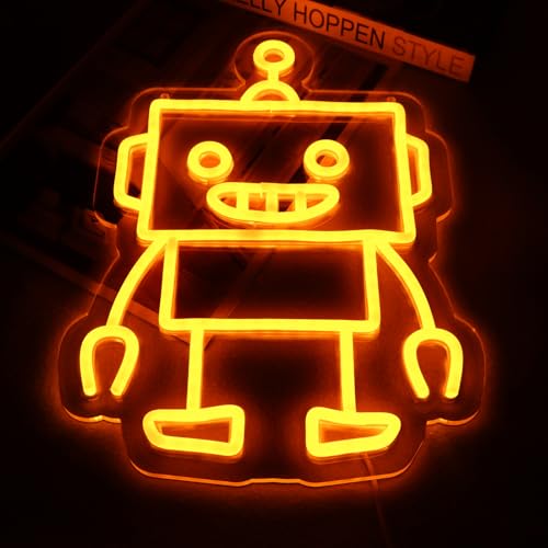 Image of Robot Neon Signs Robot LED Neon Light Decor for Game Room, Baby Living Room,Kids Room,Party,Birthday,Christmas Signs for Boys,Kids Gift13.8 * 10.1 Inch