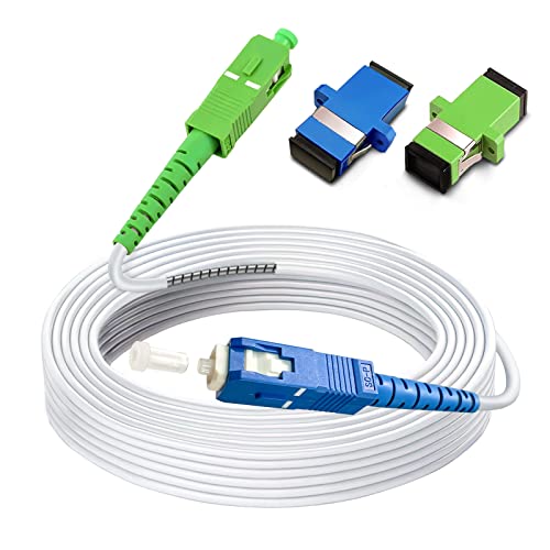 Image of 20 Meters SM SC /UPC to SC /APC Fiber Optic Patch Cable, Armored Single Mode Patch Cable, Fiber Optic Jumper Optical Patch Cord - SIMPLEX - 9 /125um - OS1 /OS2 Compatible, LSZH White