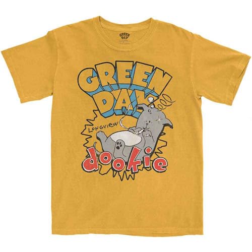 Rock Off officially licensed products Green Day T Shirt Dookie Longview Band Logo Nouveau Officiel Unisex Orange Size M