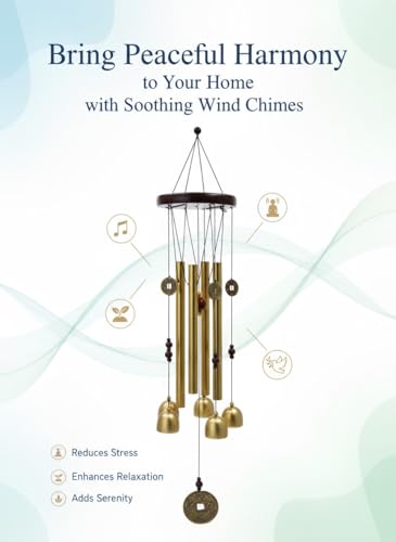 Image of Decorative Wind Chime for Home | Wooden House with Bells Colourful Beads | Positive Energy Balcony Living Room Hall Garden Home Decor (Wind Chimes Metal Bells)