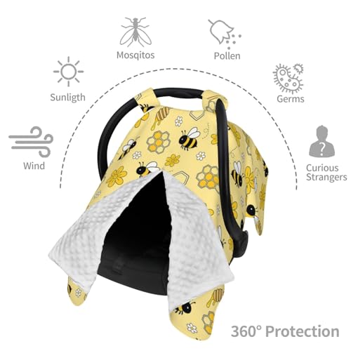 Image of Bee Baby Car Seat Canopy Cover Multi Use Nursing Cover for Mom Nursing Covers Newborn Bee Shower Gift