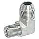 PATIKIL 90 Grad Rohradapter, 7/8 männlich 37° Flare JIC x 3/8 BSPT männlicher Anschluss Kohlenstoffstahl Ellbogenfitting für Luft Hydraulikflüssigkeit Kraftstoff Wasser Öl, Silber
