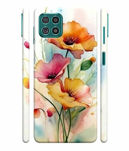 Image of Printed Hard Back Case Cover & Compatible for Samsung Galaxy F62 / Samsung Galaxy M62 | Flower Painting Art (Multicolor) - D1187