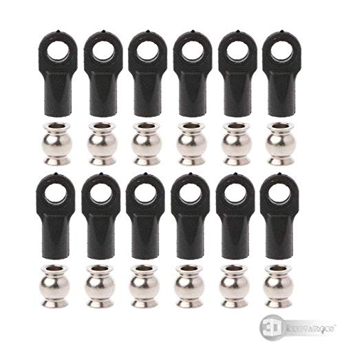 3DINNOVATIONS M4 DIY Kossel 3D printer Rostock Kossel 3D Printer TRAXXAS Rod Ends Parallel Arm Rod Balls With Hollow Balls Large Revo #5347 (12pcs Rod Ends,12 pcs Pivot Balls) (M4)-image-0