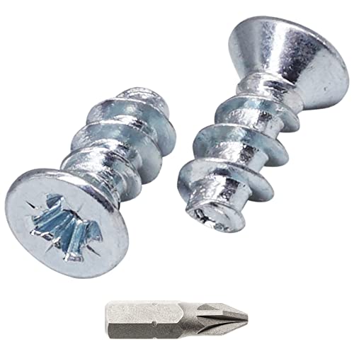SKIR'CO (100 pcs) Zinc Plated Euro Screws 5.0 x 11 mm, Drawer Runner Screws, Flat Countersunk Head, Hinge Screws