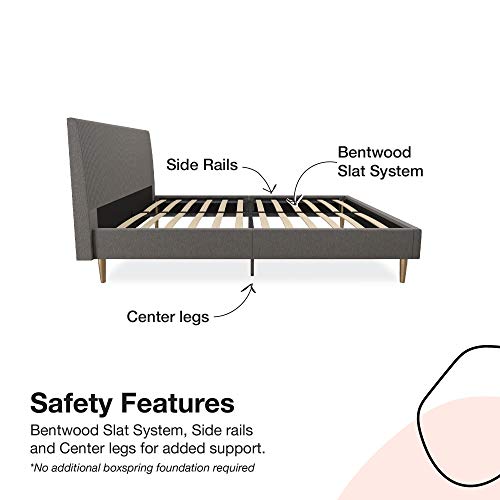 Mr. Kate Daphne Upholstered Headboard And Modern Platform Frame Bed, Queen, Dark Gray Linen #TOP4