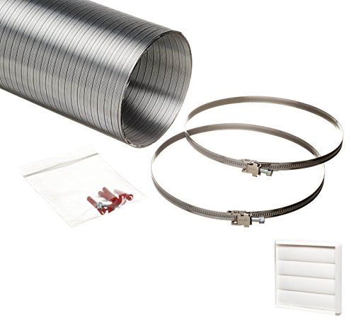 Universal 150mm Cooker Hood Ducting Kit Semi Rigid Aluminium 152mm Internal Diameter Hose Length 3.0 Metre with White 4 Flaps Gravity Grille