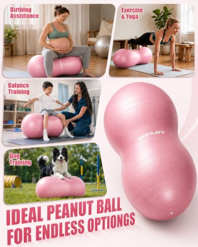 Image of INPANY Peanut Ball - Anti Burst Exercise Ball for Labor Birthing, Physical Therapy for Kids, Core Strength, Flexible Seating, Home & Gym Fintness, Sensory Chair Wiggle Seat for Boys and Girls