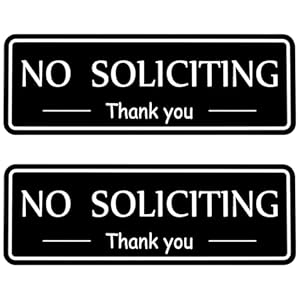 Paquete de 2 carteles de No Soliciting – Fuerte autoadhesivo, 7.9 x 2.8 pulgadas de grosor, acrílico resistente a la intemperie y resistente para puerta delantera, hogar, oficina, pared