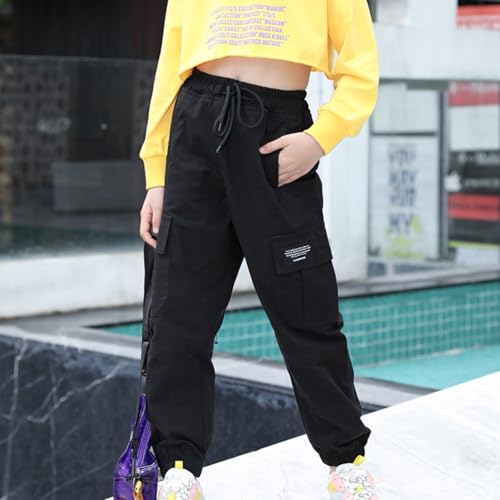 Boys Cargo Pants Casual Drawstring Elastic Waist Trouser with Multi Pockets Trendy Lounge School Pants for Boys 8-14Y2