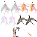EJRUP 8 Pièces Jouet à Plumes pour Chats, Plume Chat Jouet Rechange, Jouets interactifs po...