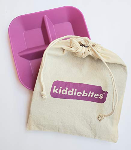 Kiddiebites | 100% Silicone Plates For Babies & Kids | Made In The Usa | Bpa, Bps, Lead, Cadmium, Pvc, & Phthalate Free | Children's Divided Placemat Set | Plum, 2 Pack #TOP4